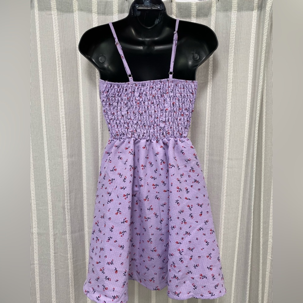 Purple Floral Smocked Spaghetti Strap Sundress Size XS Summer Boho‎ Romantic - Picture 8 of 16